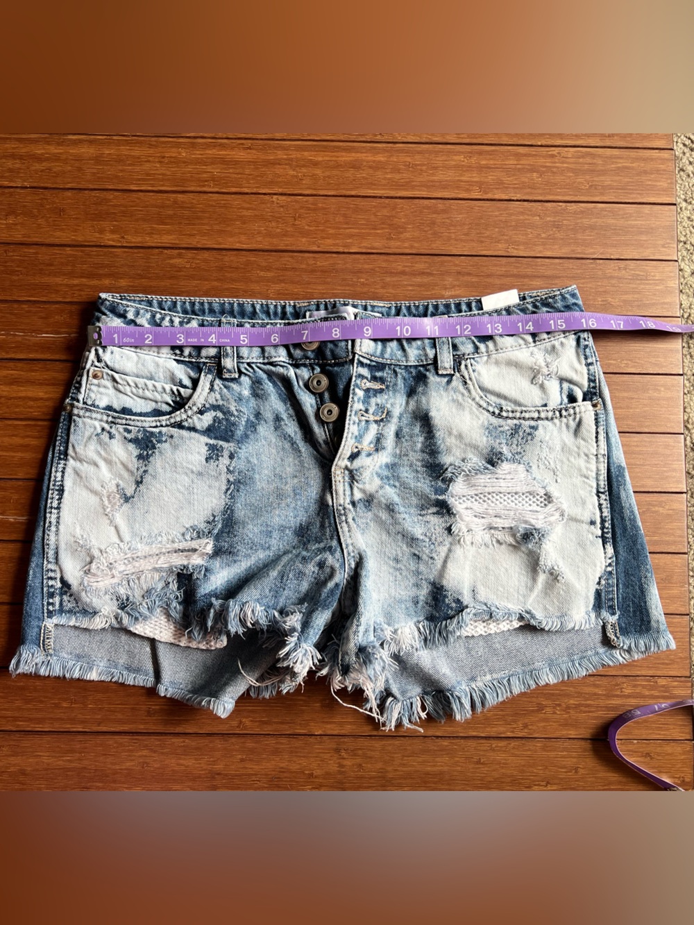 No Boundaries Light Blue Acid Wash Denim Jean Shorts